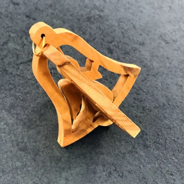 Produktbild von 3D-gefertigter Olivenholz-Weihnachtsbaumanhänger mit einer Größe von 6,0 cm.