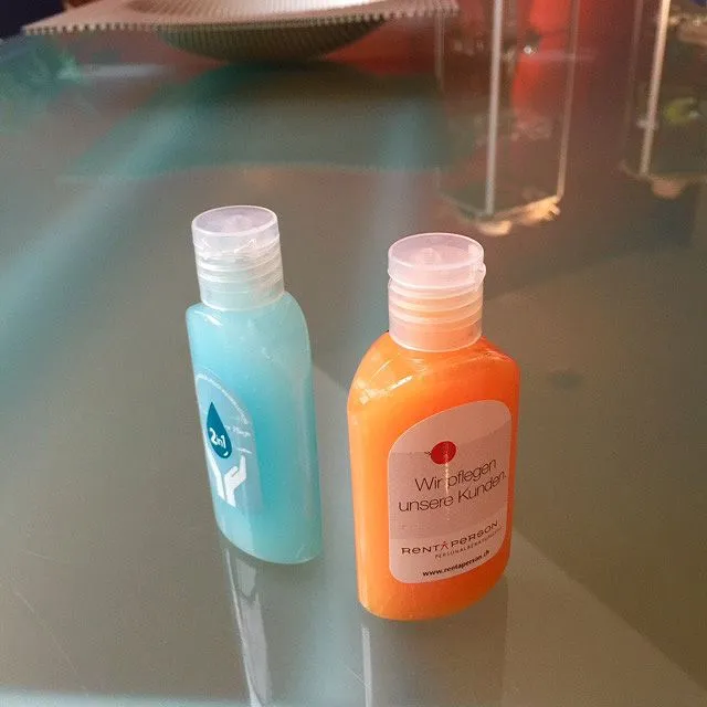 Produktbild von Antibakterielle Handlotion (Unisex, 50 ml, oval transparente Flasche mit FlipTop-Verschluss, 4-farbig bedruckbares Etikett)
