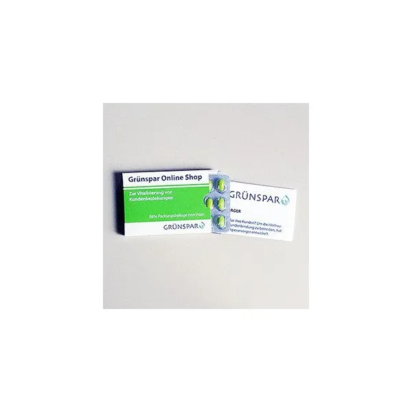 Blister-Dragees: individuell verpackte Bonbons mit Logo als Werbeartikel für die Pharmaindustrie, Apotheken, Pharmareferenten oder Ärzte; keine Nebenwirkungen, leckerer Geschmack; als Giveaway bei Messen oder für Kunden. (8)