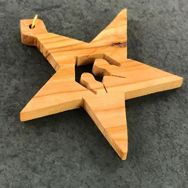 Produktbild von Christbaumanhänger aus Olivenholz 03 - Handgefertigte Baumschmuckanhänger aus nachhaltigem Olivenholz, geölt und in verschiedenen Größen erhältlich.