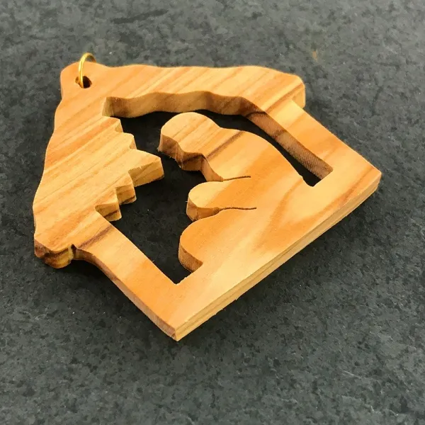 Produktbild von Christbaumanhänger aus Olivenholz 04 - 5,5-6 cm groß, geöltes Olivenholz.