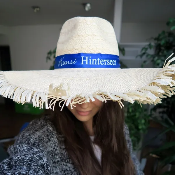 Damen-Strohhut mit Logo & farbigem Hutband; individuell & praktisch für Sommer; viele Farben; 52 cm Durchmesser; Werbeartikel/Werbemittel/Werbehut/Logohut; günstig; Bestpreis; Herstellerpreis; Luftdurchlässig; schattenspendend. (3)