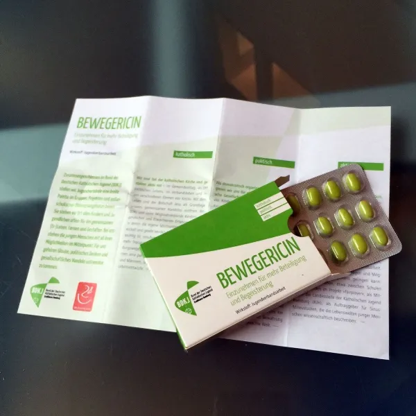 Produktbild von Besondere "Medizin" mit geschmackvollen Blister-Dragee-Bonbons in Tablettenverpackung für individuelle Werbezwecke.