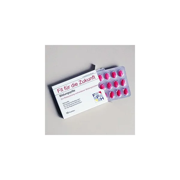 Produktbild von Dragee-Frucht-Bonbons als individuelles Werbegeschenk, verpackt in einer Pillenschachtel-Kartonage.