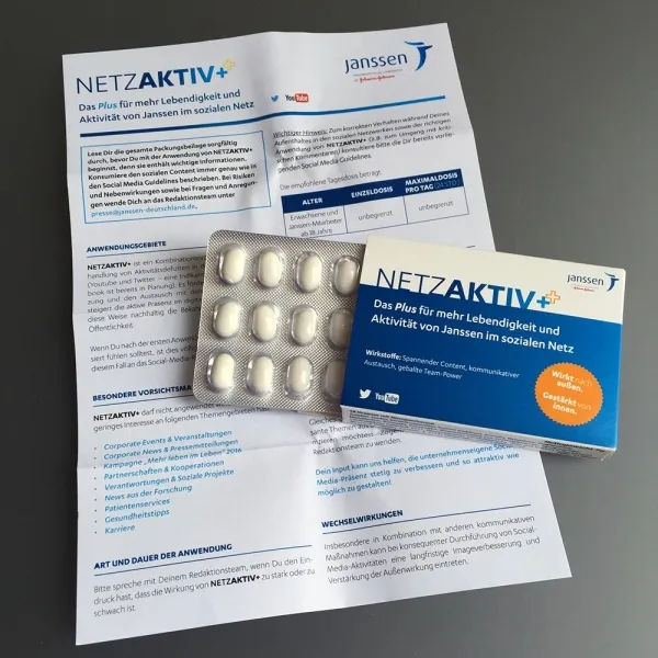 Produktbild von Erfolgstabletten in medikamentenähnlicher Verpackung