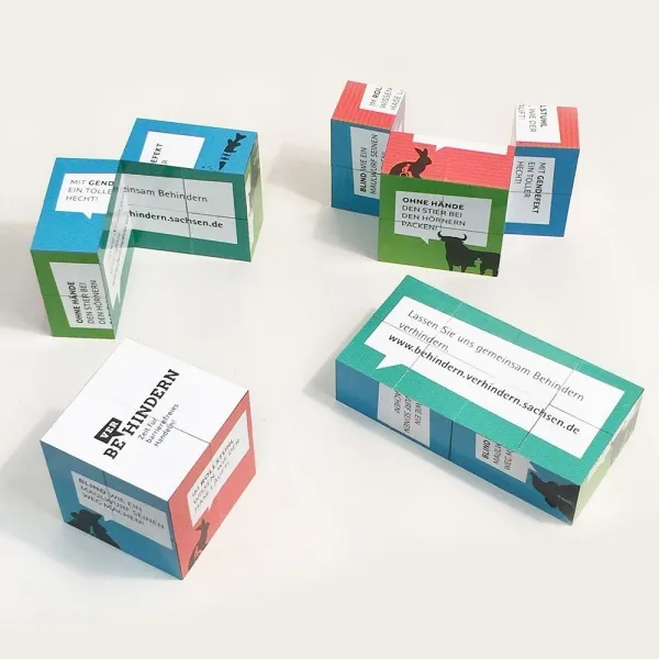 Produktbild von foxx-merch Faltwürfel: Der Magische Mailingverstärker in 7x7x7 oder 5x5x5 cm, individuell gestaltbar mit Panels, Verpackung in Einzelkarton, Mindestbestellmenge 100 Stück.