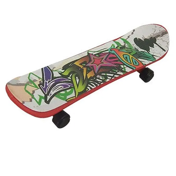 Finger Skateboard mit Logo aus Kunststoff, Größe: 60 x 26 mm, Gewicht: 10 g, Werbedruck auf Etikett. (6)