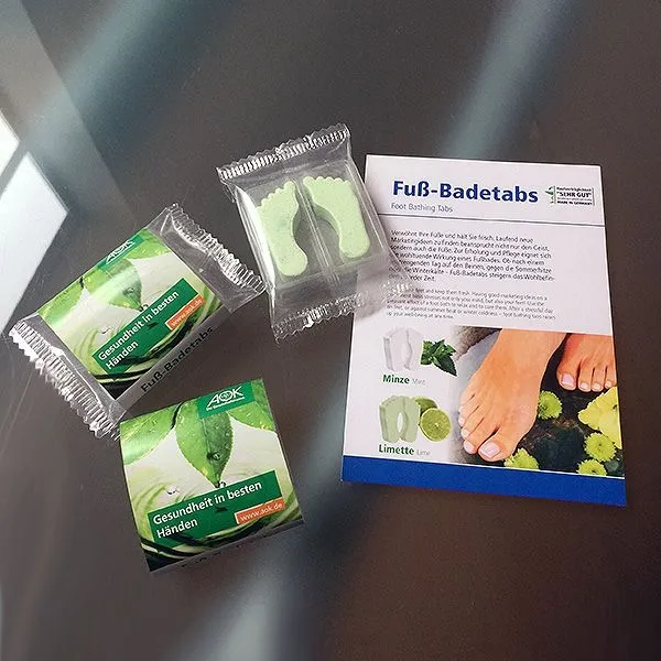 Produktbild von Fußbadetabs: Entspannung und Pflege für müde Füße in jeder Jahreszeit.