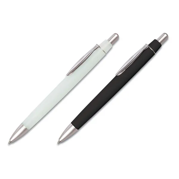 Produktbild von Der gefrostete Druckkugelschreiber aus Kunststoff mit Metallclip und blauschreibender X-20 Mine ismm lang und wiegt 8 g.