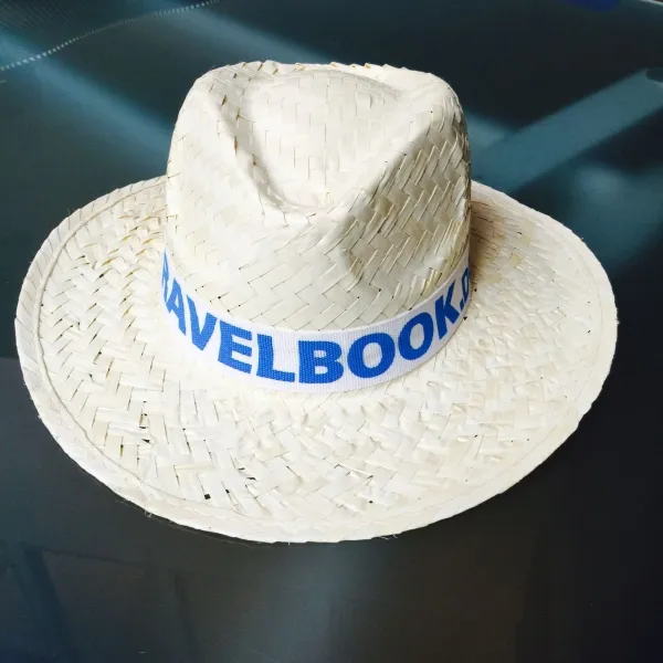 Heller Strohhut für Sommeraktivitäten, mit austauschbarem Band in vielen Farben und Möglichkeit zur individuellen Bedruckung. (3)