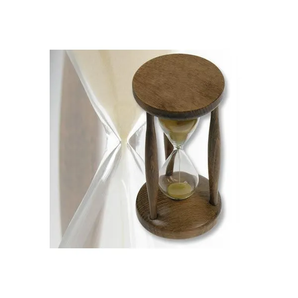 Hochwertige Holz-Sanduhr mit 12 cm Größe als stilvolles Werbegeschenk, das Eleganz und Funktionalität vereint. (2)