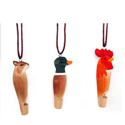 Handgefertigte Holz-Tierpfeifen mit Umhängeband, liebevoll coloriert, individuelle Motiv-Vorstellungen und Wunschform möglich. (11)