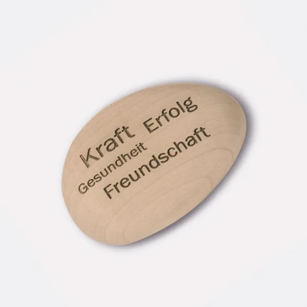 Holzstein 9x6cm - natürlicher, haptisch angenehmer und nachhaltiger Werbeartikel aus Ahornholz der deutschen Forstwirtschaft mit Gravur. (2)