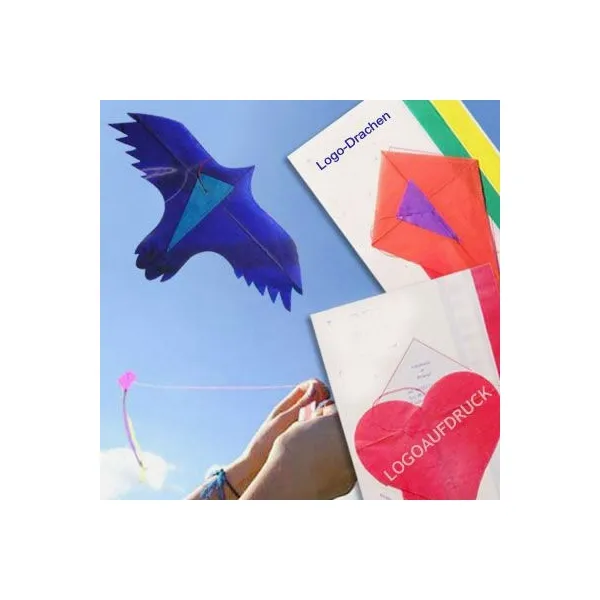 Produktbild von Der Mini-Mailing-Drache aus Papier ist ein leichter und fesselnder Werbeartikel mit einer Flugschnur von 10 Metern, der auch bei geringem Wind FLIEGEN kann.