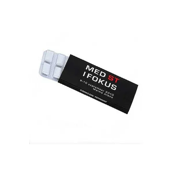 Produktbild von Pfefferminz-Kaugummi (12 Stück in individueller Bedruckung), Geschmack: Pfeffermin, Größe: 58x116x8 mm, Mindestmenge: 1000 Stück, Beilage von Werbeflyern möglich.