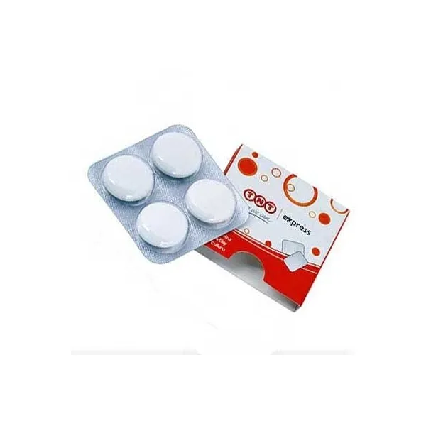 Produktbild von Pfefferminz-Kaugummi im Blister mit Logo als Streuartikel: 4 Stück Pfefferminz, 57 x 57 x 10 mm, Mindestmenge 1.000 Stück; individuelle Verpackung und Werbeflyer auf Wunsch