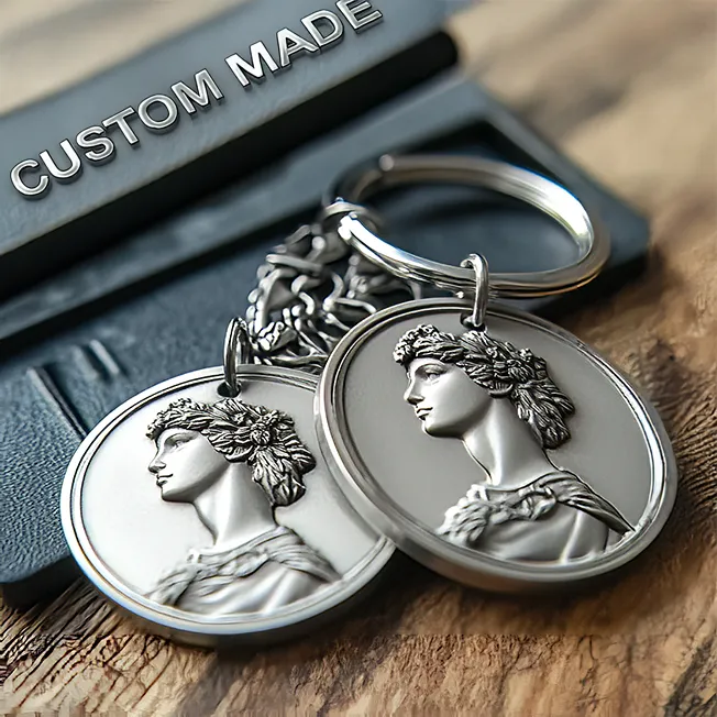 Produktbild von Antik-inspirierter Schlüsselanhänger in Medaillenform – Custom Design aus Metallguss
