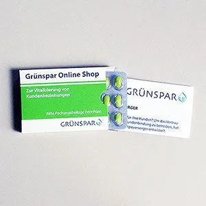 Sensationelle Werbemöglichkeit: Dragee-Bonbons im Blister mit Tablettenverpackung, individuell bedruckbarer Beipackzettel und kompletter Verpackungsgestaltung. (44)