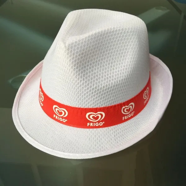 Trendiger Fedora-Hut für diverse Anlässe wie Veranstaltungen, Messen und Promotionsaktionen; erhältlich in vielfältigen Farben mit unterschiedlichen Bandfarben. (2)
