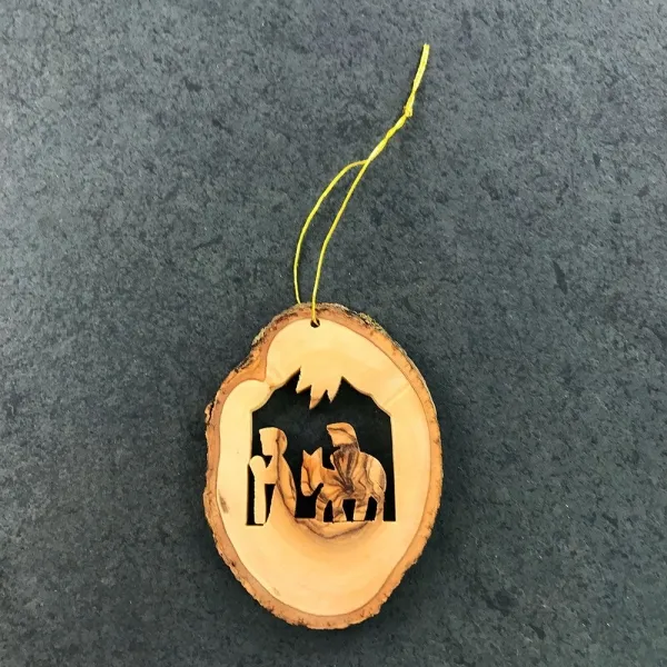 Produktbild von Weihnachtsbaum-Anhänger aus Olivenholz mit Höhe ca.
