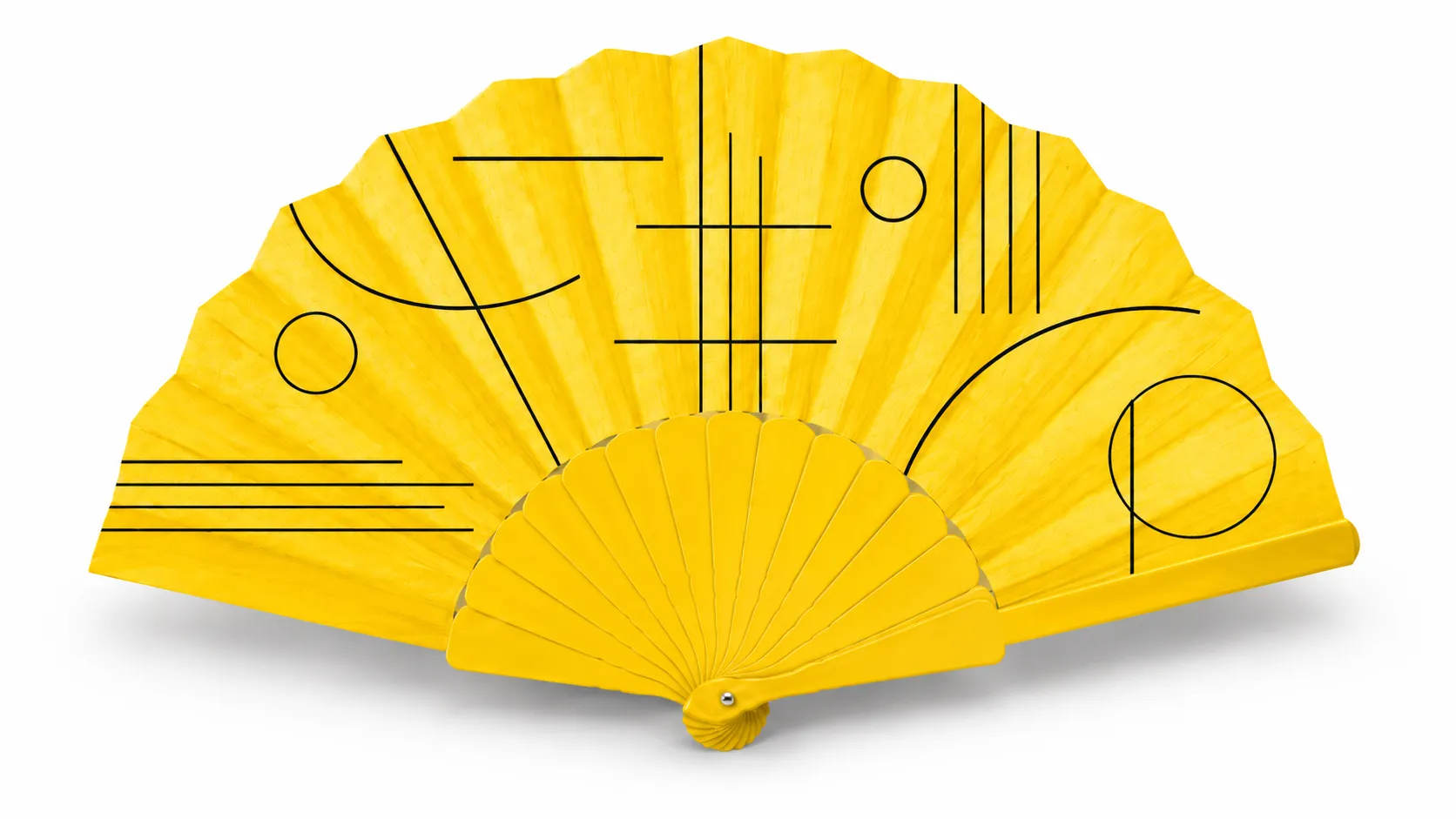 Handfächer mit geometrischem Muster – Gelb