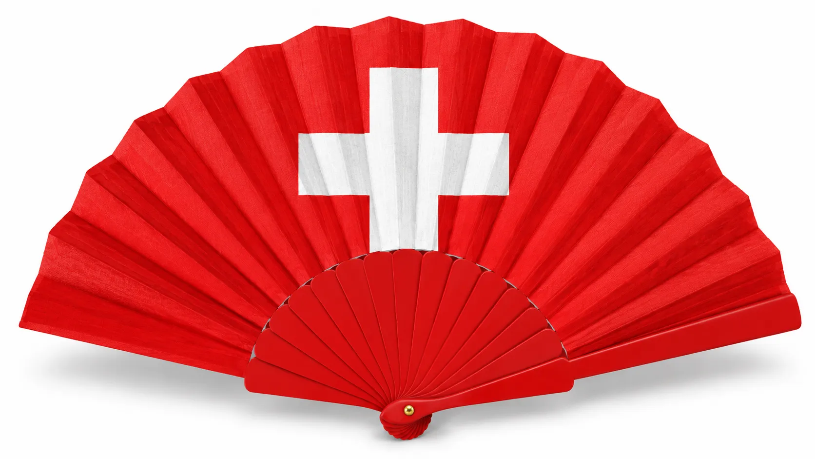 Schweiz-Fanfächer mit Schweizer Kreuz – rote Schweizer Flagge